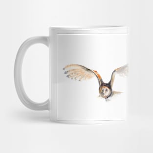 flying owl watercolor art Mug